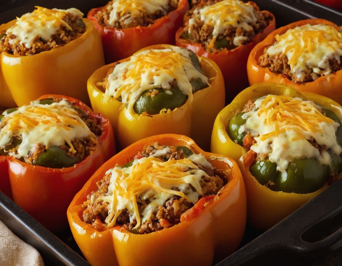 Mit Käse bestreuen und im Ofen backen - Gefüllte Paprika im Ofen mit Soße: Ein köstliches Rezept für jeden Anlass