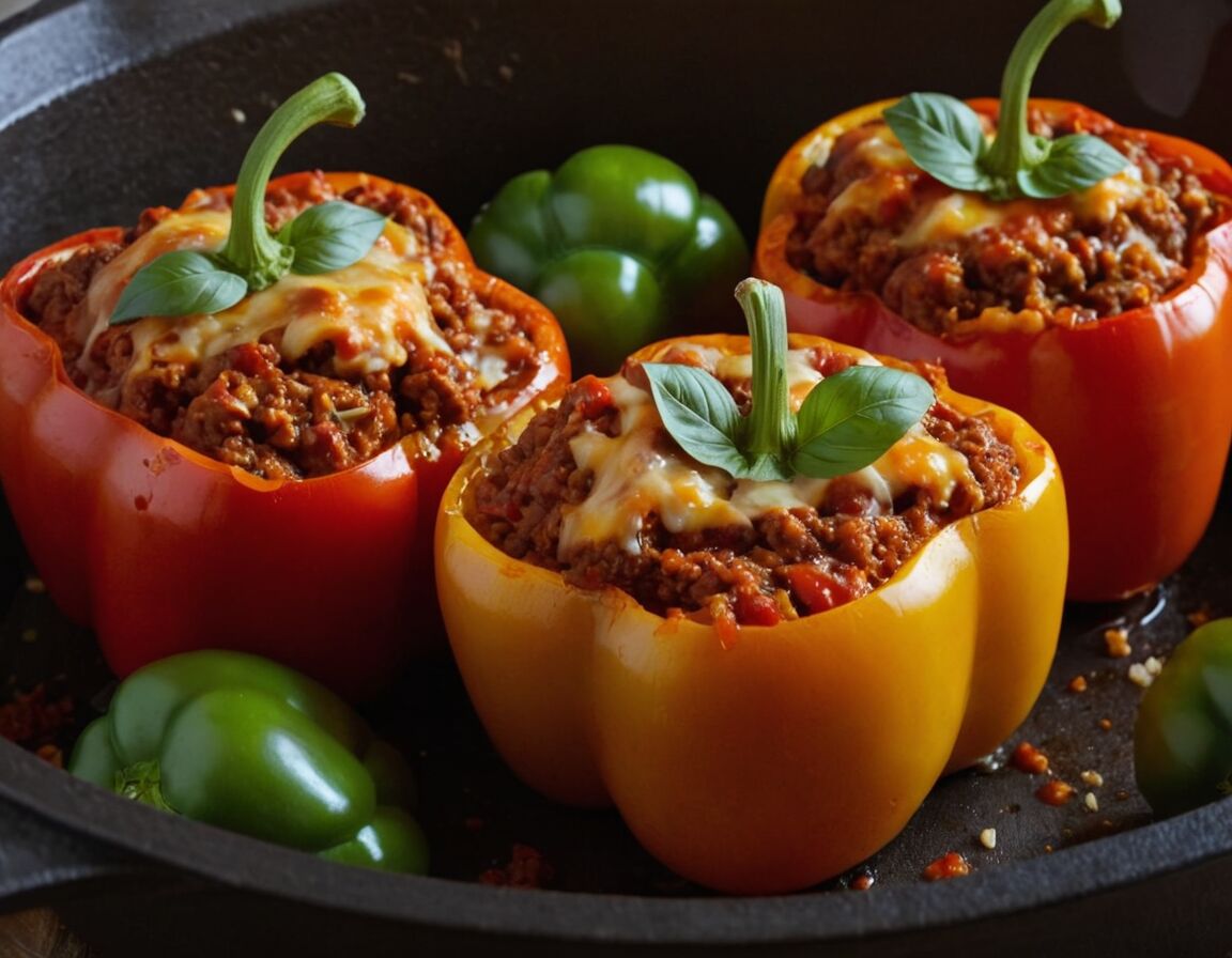 Mit Tomatensoße bedecken - Gefüllte Paprikaschoten mit Hackfleisch im Backofen: So lange müssen sie backen für das perfekte Ergebnis