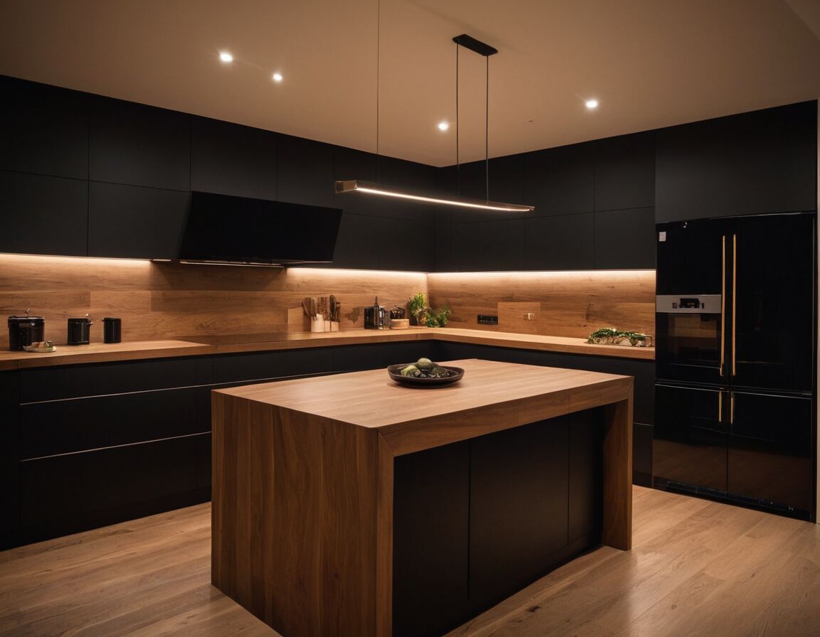Schwarze Akzente setzen elegante Kontraste - Schwarze Küche mit Holz: Stilvolle Gestaltungsideen für Ihr Zuhause