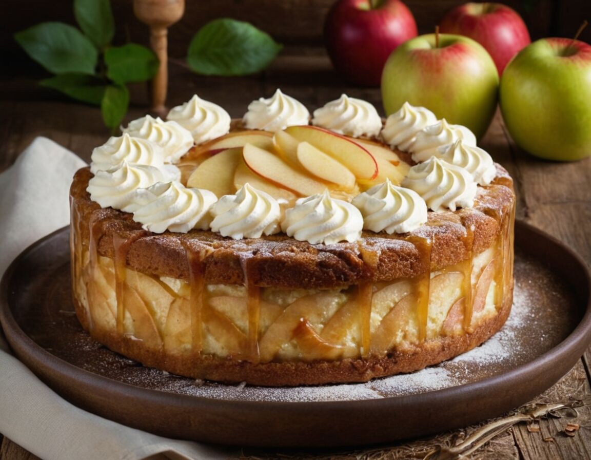 Servieren mit frischer Sahne oder Eis - Omas Apfelkuchen mit Vanillepudding: Ein traditionelles Rezept für jeden Anlass